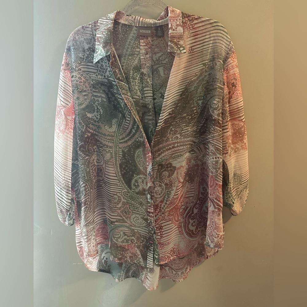 Chicos Paisley‎ Sheer Top | 3